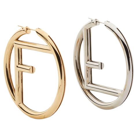 f is fendi earrings gold and palladium earrings|two tone Fendi hoop earrings.